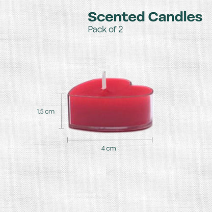 Red Heart Shaped Scented Mini Candles, Pack of 2