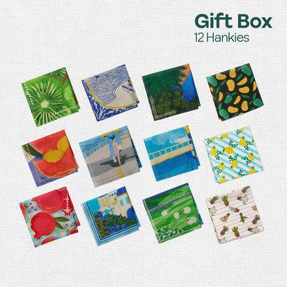 Sound On! Tin Gift Box, Unisex Hankies, 100% Organic Cotton, Box Of 12