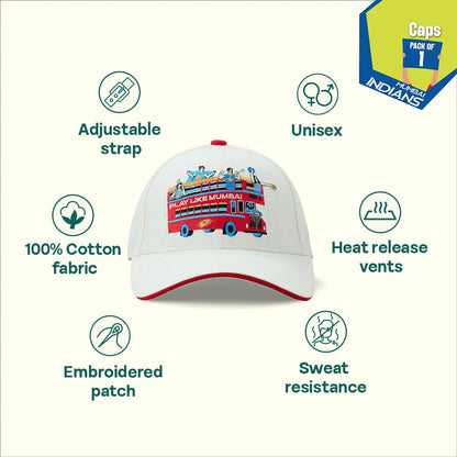 Play Like Mumbai! 100% Cotton Fabric, Unisex Cap, Pack of 1