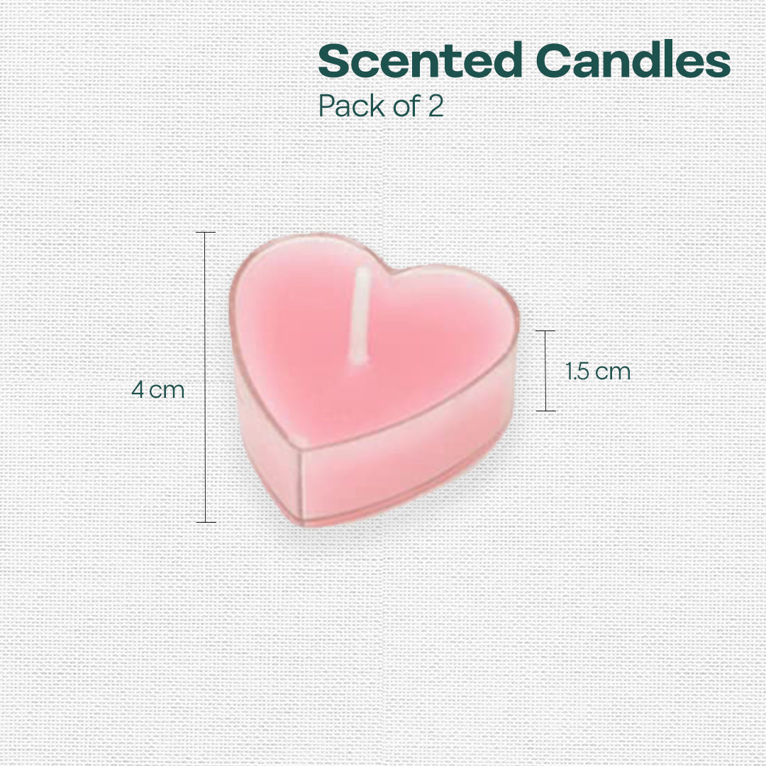 Pink Heart Shaped Scented Mini Candles, Pack of 2