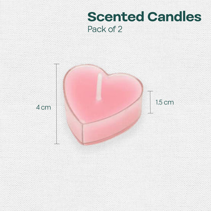Pink Heart Shaped Scented Mini Candles, Pack of 2