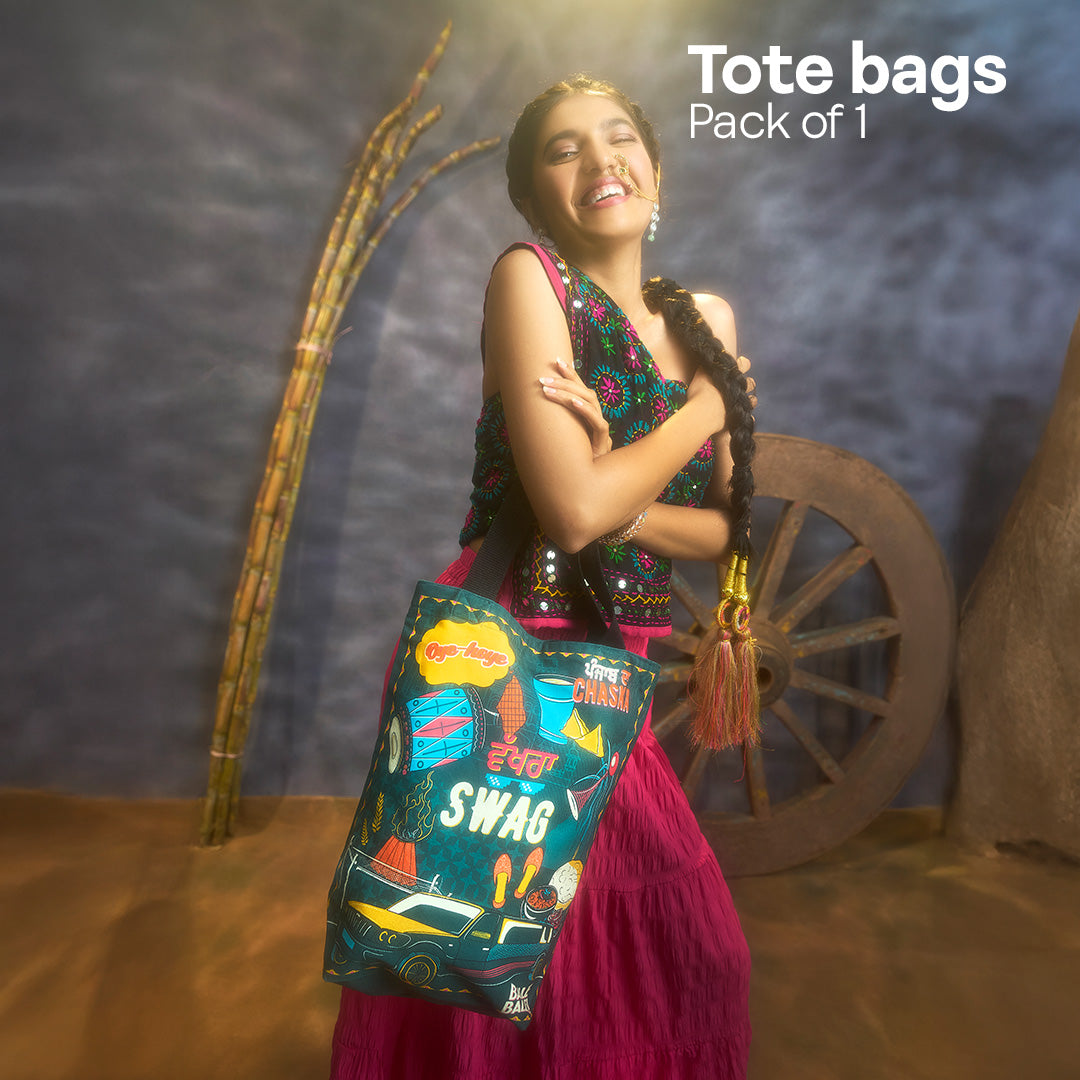 Wakhra Swag! Canvas Tote Bag, 100% Organic Cotton, Pack of 1