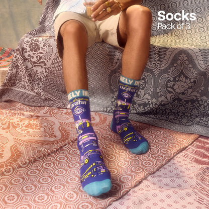 Insanely Maharashtra Feets! Unisex Socks, 100% Bamboo, Crew Length, Pack of 3