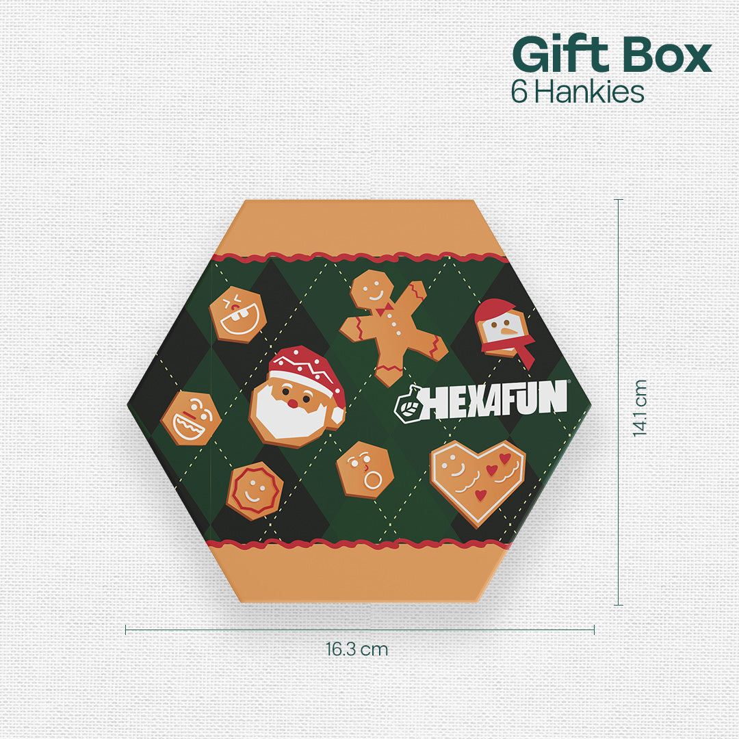 Ginger Bread! Unisex Hankies, 100% Organic Cotton, Gift Box of 6