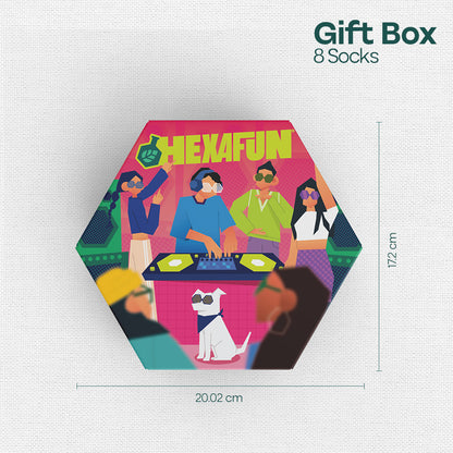 House Party! Unisex Crew Length Socks, 100% Organic Cotton, Gift Box of 8