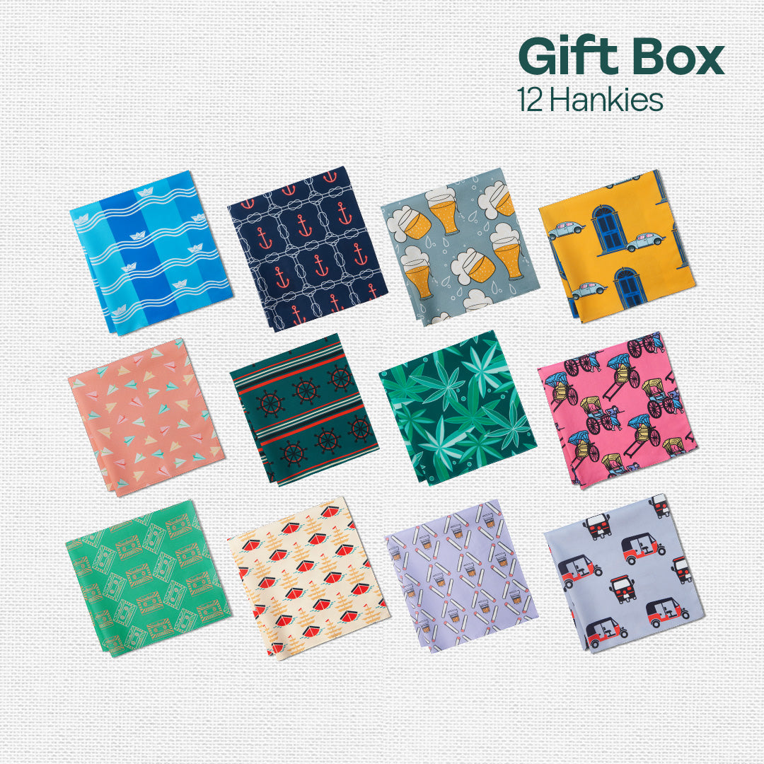 Jammin’! Tin Gift Box, Unisex Hankies, 100% Organic Cotton, Box Of 12