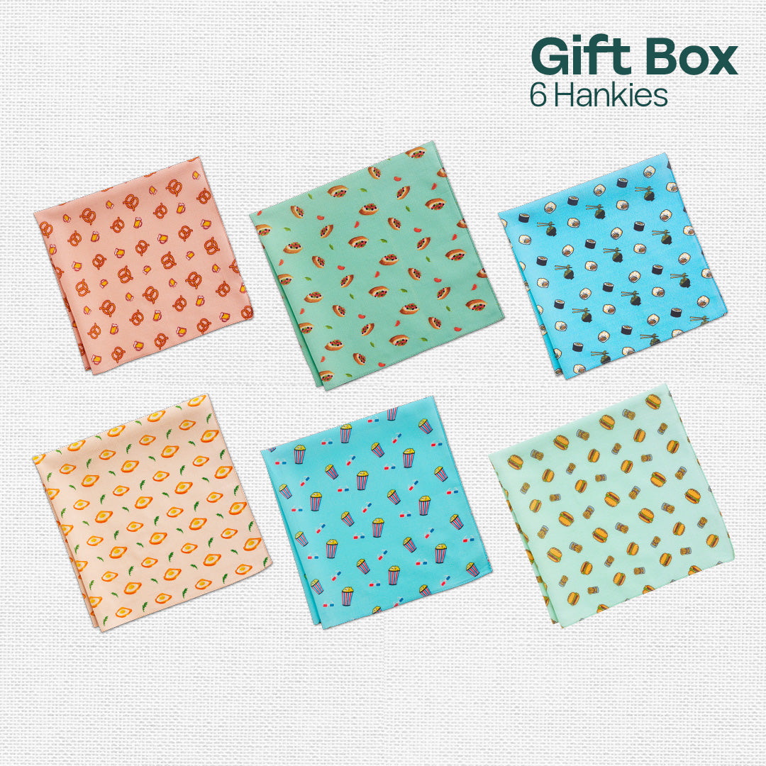 Cheer Thrills! Unisex Hankies, 100% Organic Cotton, Gift Box of 6