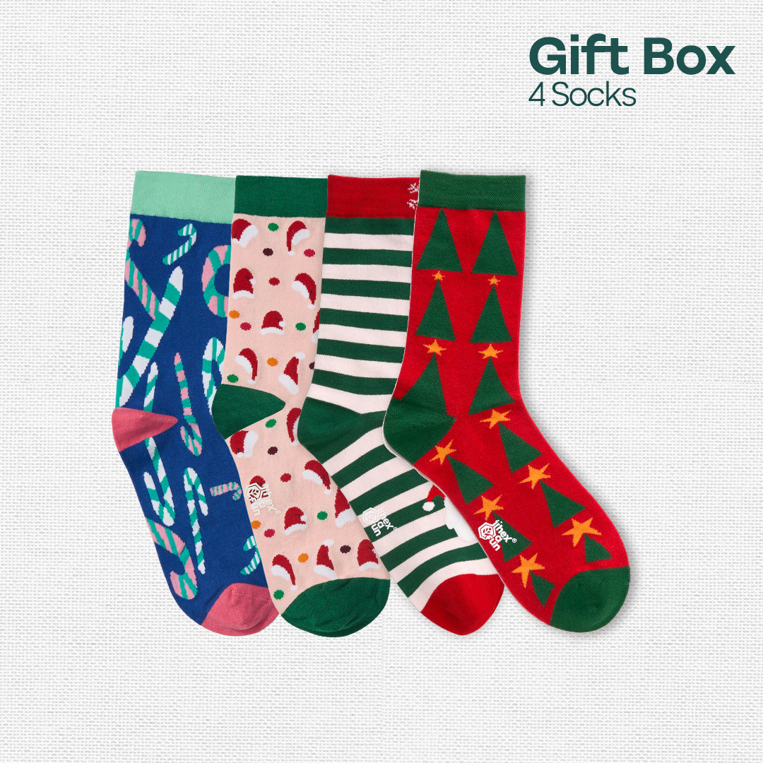 Ginger Bite! Unisex Crew Length Socks, 100% Organic Cotton, Gift Box of 4