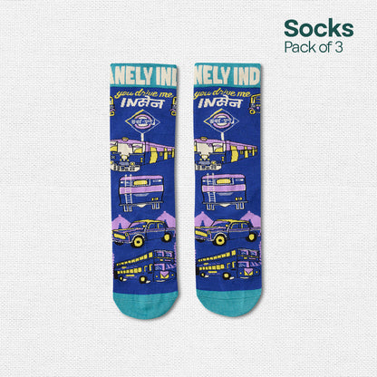 Insanely Maharashtra Feets! Unisex Socks, 100% Bamboo, Crew Length, Pack of 3