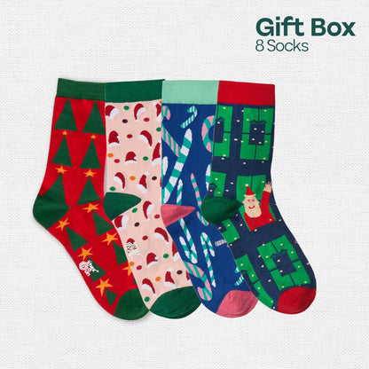 Frostbite! Unisex Crew Length Socks, 100% Organic Cotton, Gift Box of 8