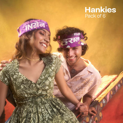 Insanely Maharashtra Swag! Unisex Hankies, 100% Organic Cotton, Pack of 6