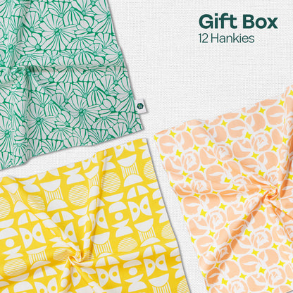 Glam Sham! Tin Gift Box, Unisex Hankies, 100% Organic Cotton, Box Of 12