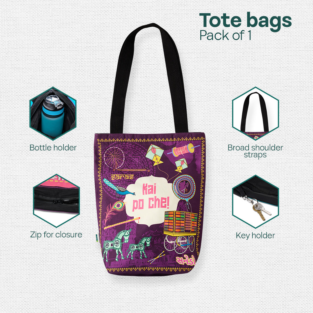 Kai Po Che! Canvas Tote Bag, 100% Organic Cotton, Pack of 1
