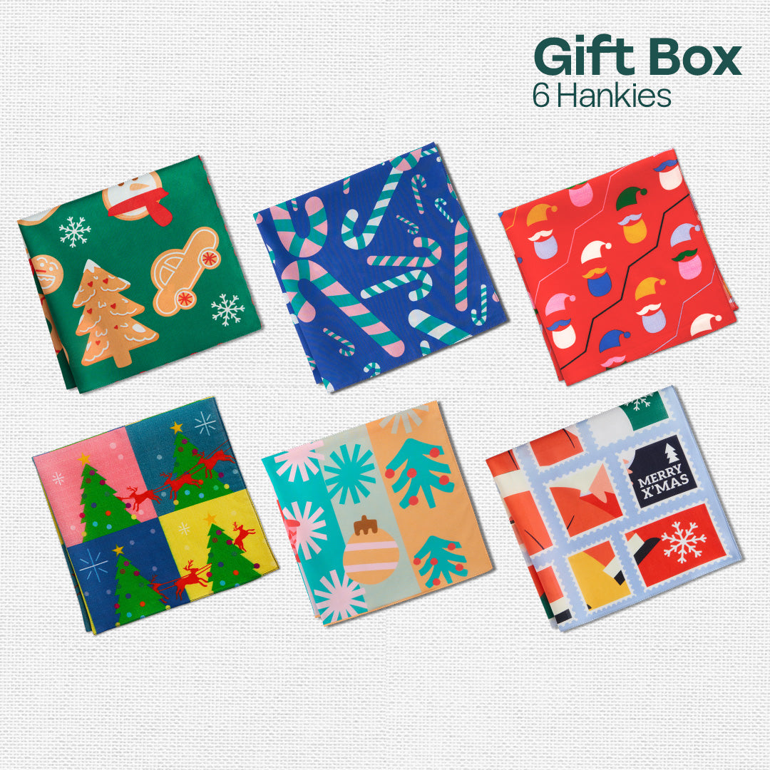 Ginger Bread! Unisex Hankies, 100% Organic Cotton, Gift Box of 6
