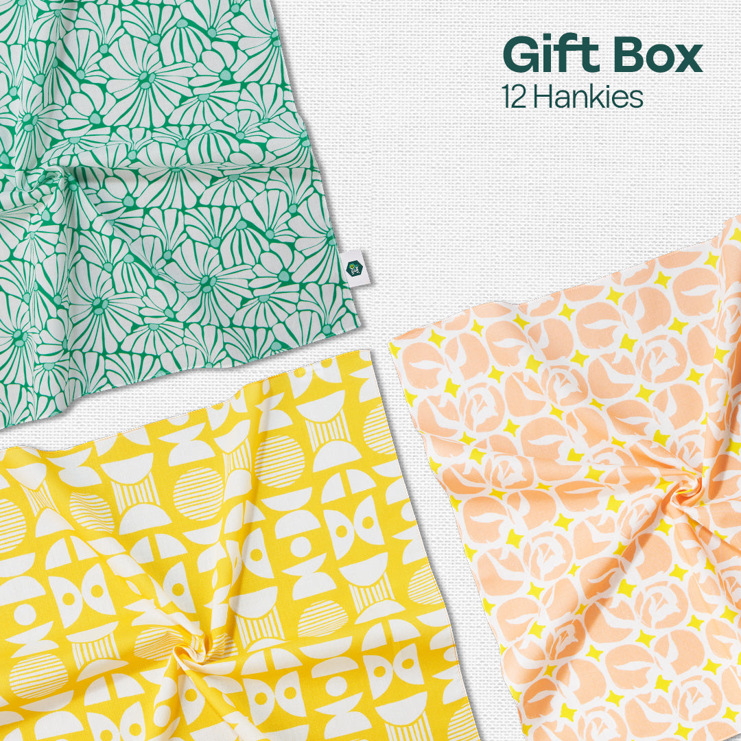 Glam Sham! Tin Gift Box, Unisex Hankies, 100% Organic Cotton, Box Of 12