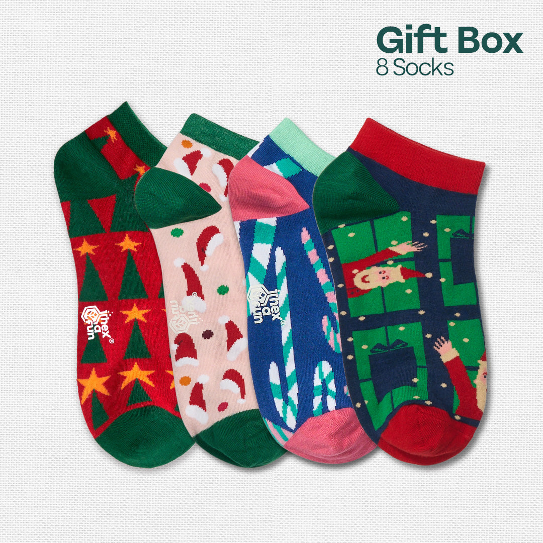 Frostbite! Unisex Ankle Length Socks, 100% Organic Cotton, Gift Box of 8