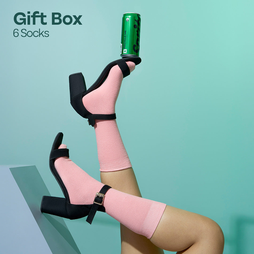 Glitterin'! Tin Gift Box, Unisex Crew Length, 100% Organic Cotton, Box Of 06