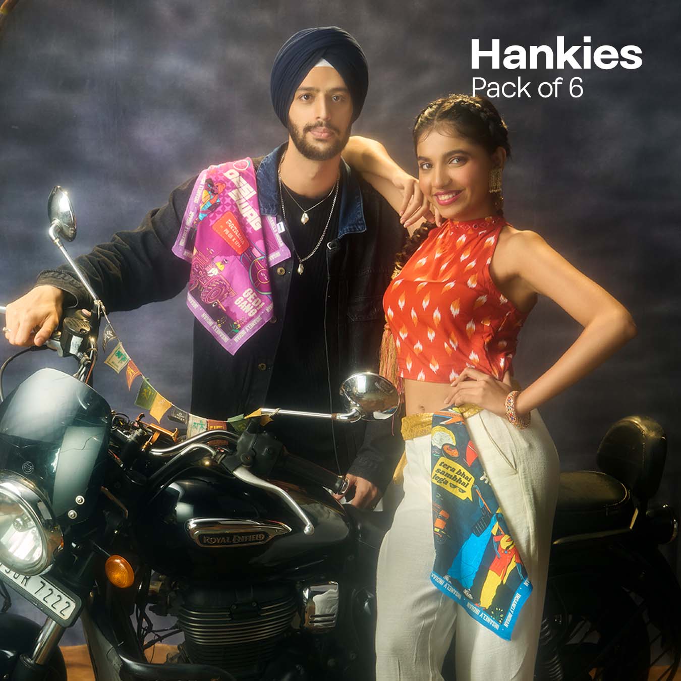 Insanely Punjab Swag! Unisex Hankies, 100% Organic Cotton, Pack of 6