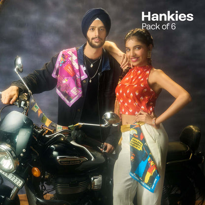 Insanely Punjab Swag! Unisex Hankies, 100% Organic Cotton, Pack of 6