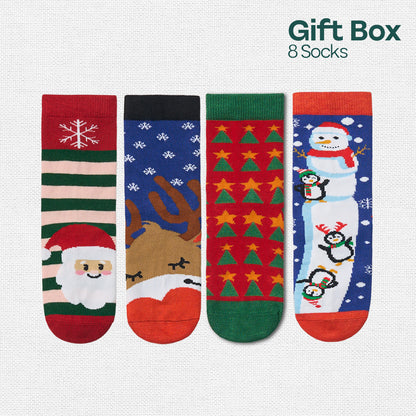 Icy Cool! Unisex Kid's Socks, 100% Bamboo, Crew Length, Gift Box of 8