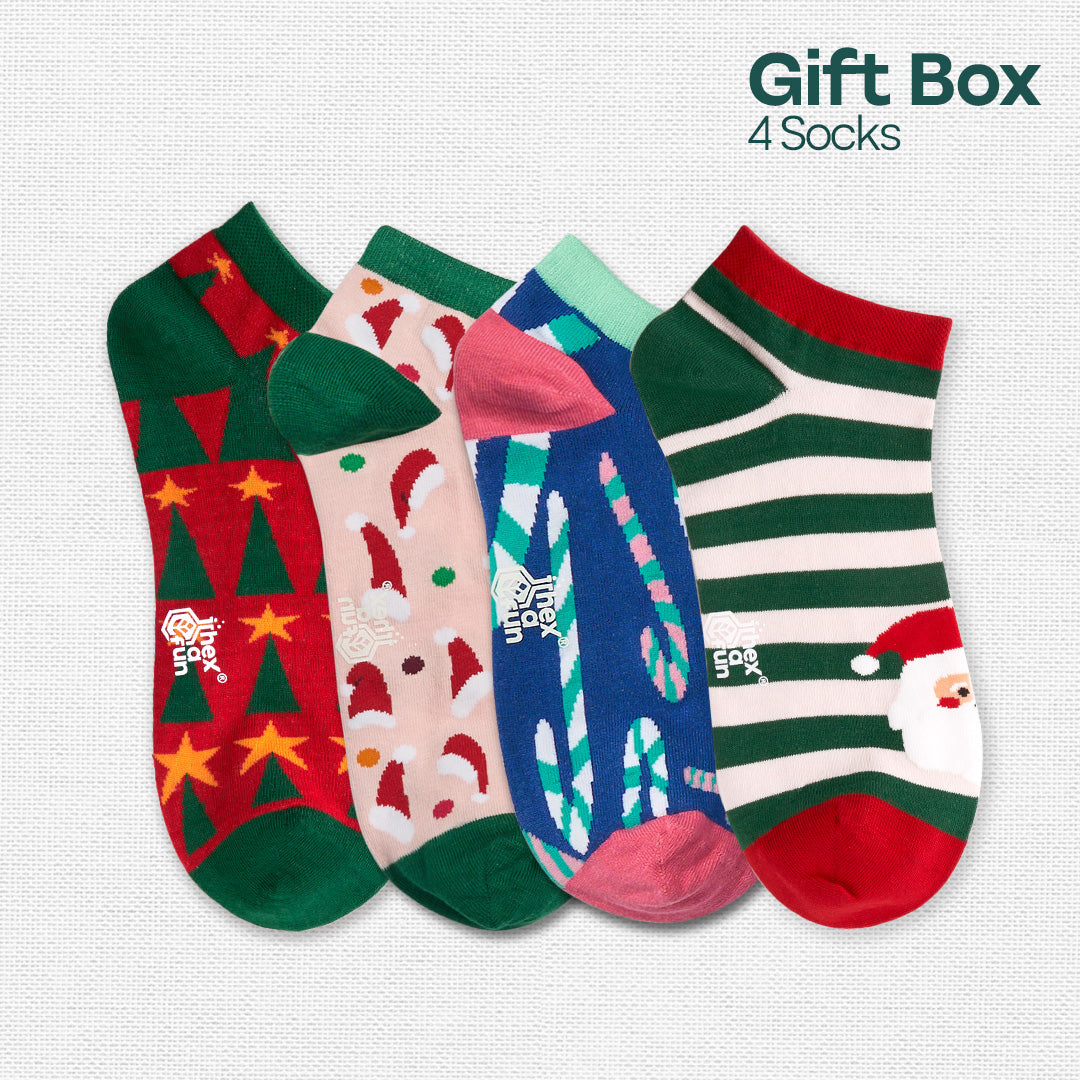 Ginger Bite! Unisex Ankle Length Socks, 100% Organic Cotton, Gift Box of 4