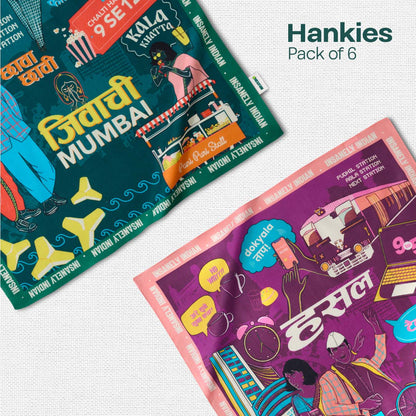 Insanely Maharashtra Swag! Unisex Hankies, 100% Organic Cotton, Pack of 6