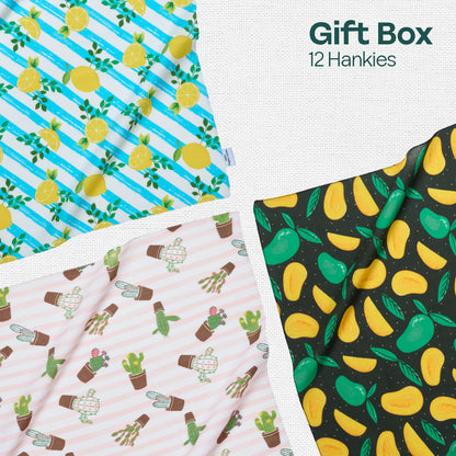 Sound On! Tin Gift Box, Unisex Hankies, 100% Organic Cotton, Box Of 12