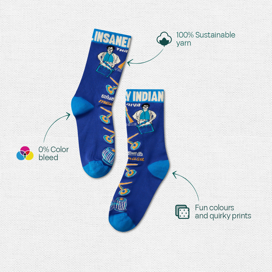 Vanakkam Vibes! Tin Gift Box, 6 Hankies + 3 Socks, 100% Organic Cotton, Box of 9