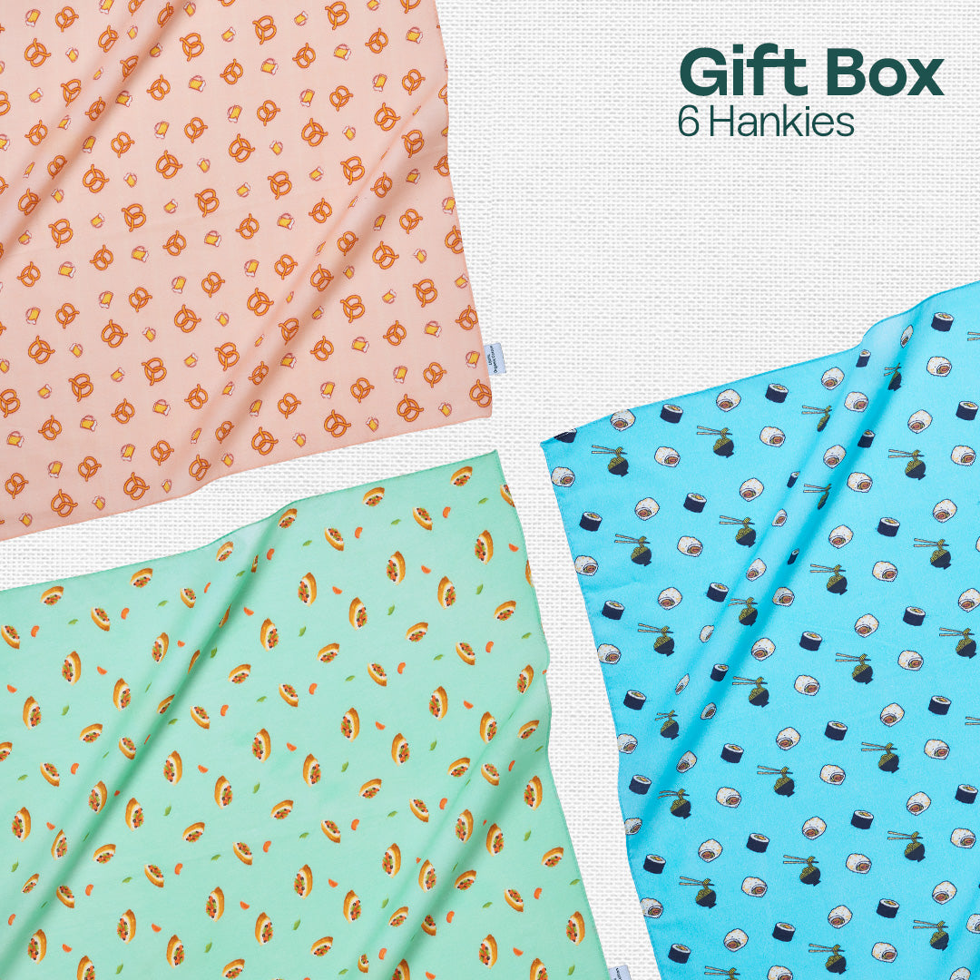 Cheer Thrills! Unisex Hankies, 100% Organic Cotton, Gift Box of 6