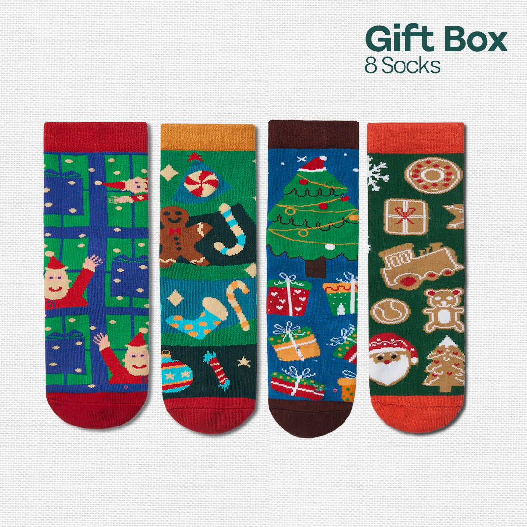 Icy Cool! Unisex Kid's Socks, 100% Bamboo, Crew Length, Gift Box of 8