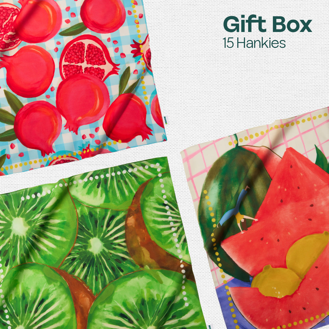 Time Capsule! Unisex Hankies, 100% Organic Cotton, Gift Box of 15