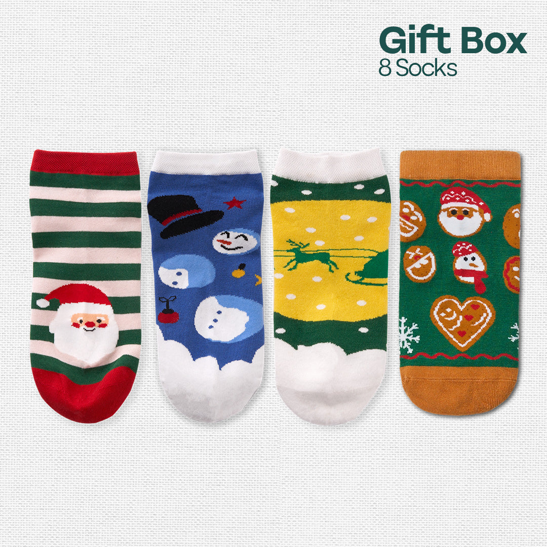 Frostbite! Unisex Ankle Length Socks, 100% Organic Cotton, Gift Box of 8