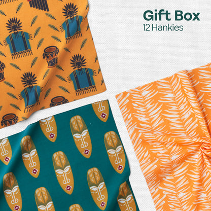 Glam Sham! Tin Gift Box, Unisex Hankies, 100% Organic Cotton, Box Of 12