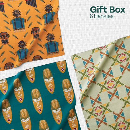 Bloomrang! Unisex Hankies, 100% Organic Cotton, Gift Box of 6