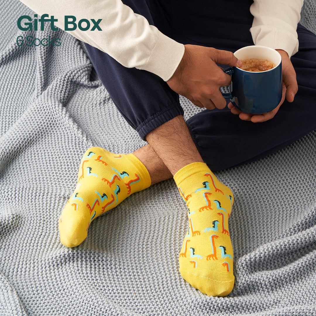 Beat Play! Tin Gift Box, Unisex Ankle Length Socks, 100% Organic Cotton, Gift Box of 6