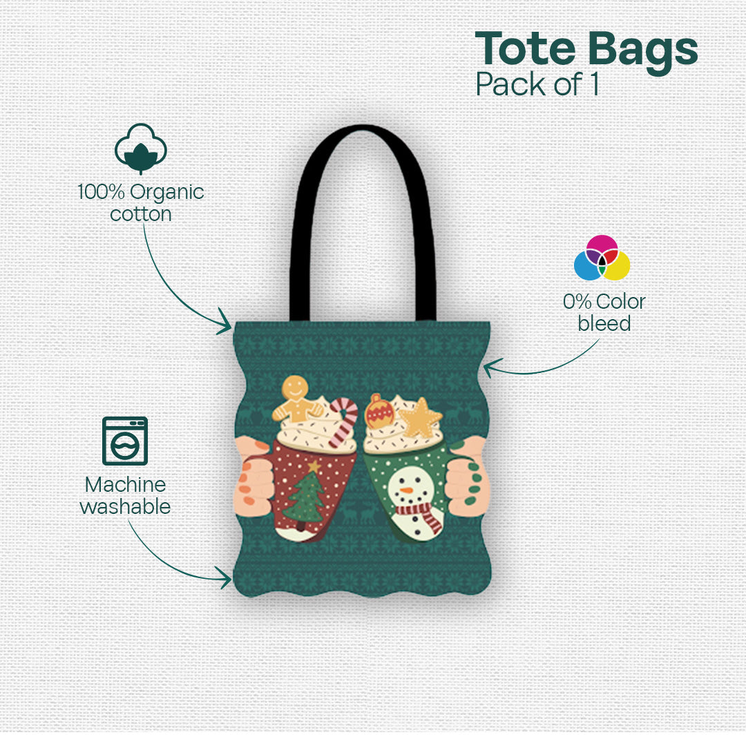 Steamy Sips! Canvas Tote Bags, 100% Organic Cotton, Pack of 1