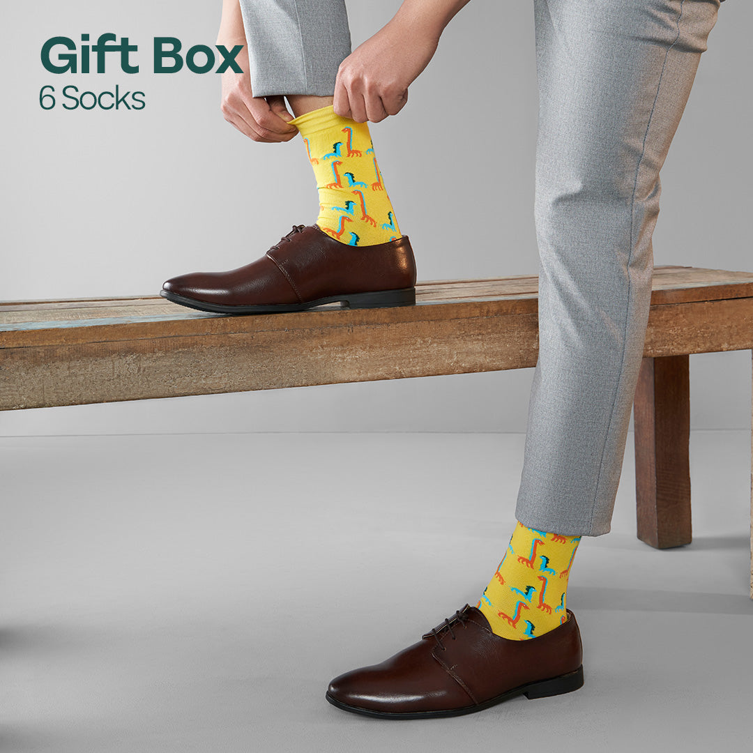 Beat Play! Tin Gift Box, Unisex Crew Length Socks, 100% Organic Cotton, Gift Box of 6