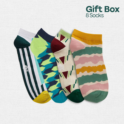 House Party! Unisex Ankle Length Socks, 100% Organic Cotton, Gift Box of 8