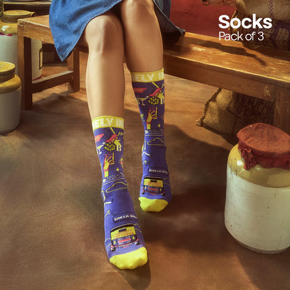 Insanely Maharashtra Feets! Unisex Socks, 100% Bamboo, Crew Length, Pack of 3