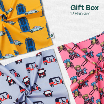Jammin’! Tin Gift Box, Unisex Hankies, 100% Organic Cotton, Box Of 12