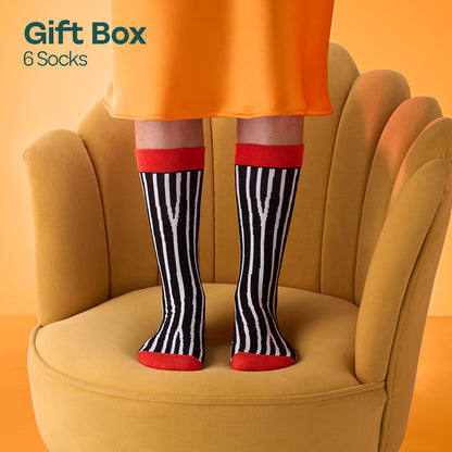 Hype Mix! Tin Gift Box, Unisex Crew Length Socks, 100% Bamboo, Gift Box of 6