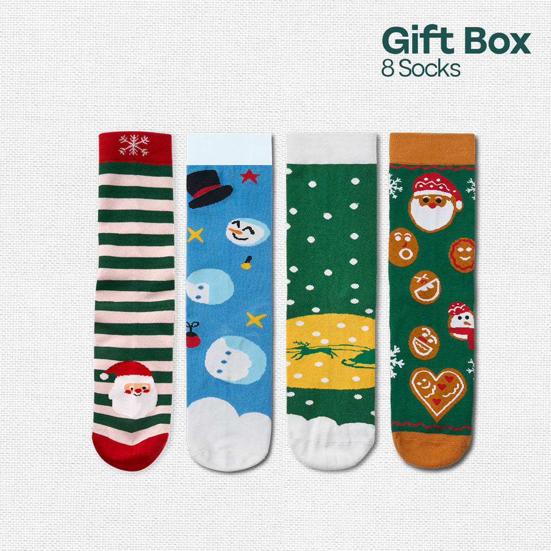 Frostbite! Unisex Crew Length Socks, 100% Organic Cotton, Gift Box of 8