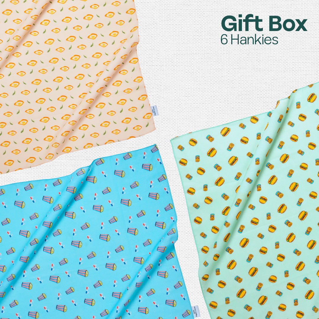 Cheer Thrills! Unisex Hankies, 100% Organic Cotton, Gift Box of 6