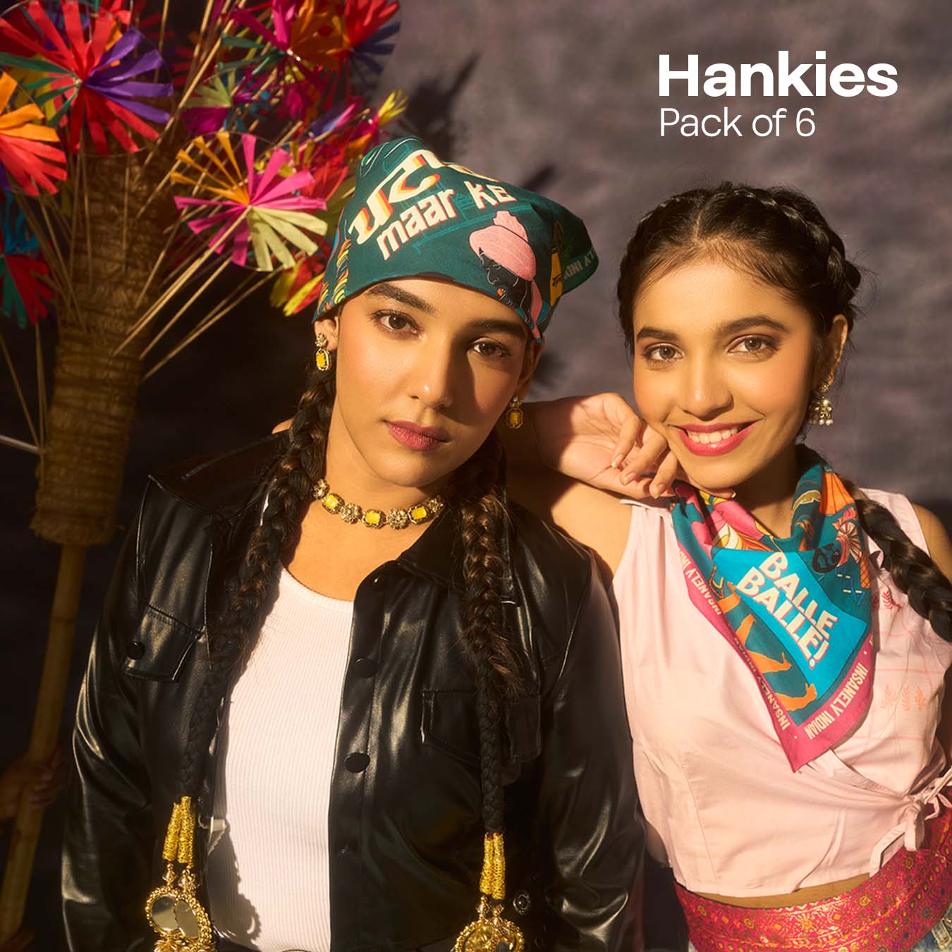 Insanely Punjab Swag! Unisex Hankies, 100% Organic Cotton, Pack of 6