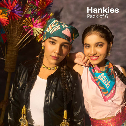 Insanely Punjab Swag! Unisex Hankies, 100% Organic Cotton, Pack of 6