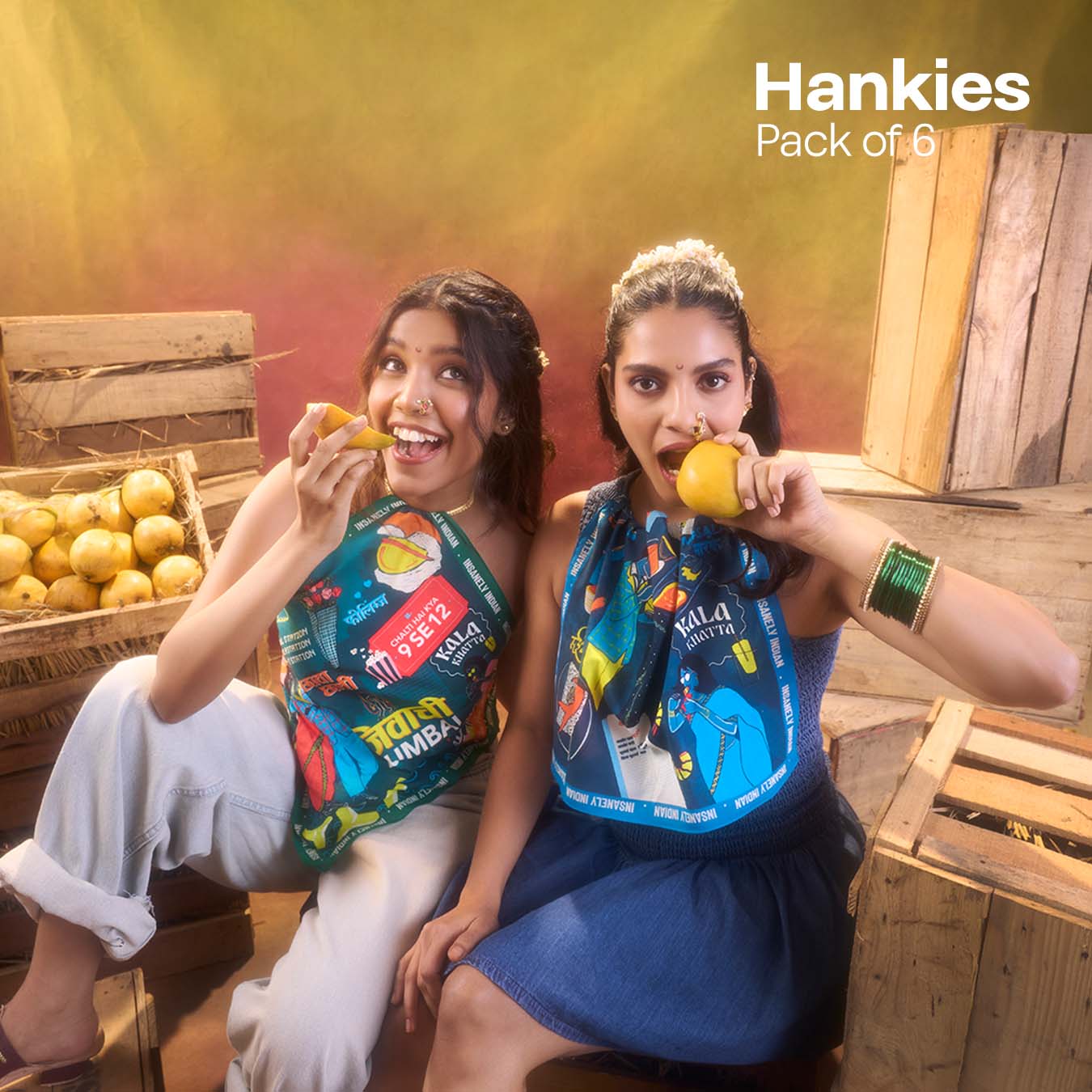 Insanely Maharashtra Swag! Unisex Hankies, 100% Organic Cotton, Pack of 6