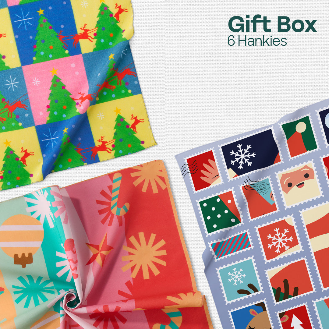 Ginger Bread! Unisex Hankies, 100% Organic Cotton, Gift Box of 6