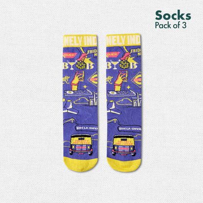 Insanely Maharashtra Feets! Unisex Socks, 100% Bamboo, Crew Length, Pack of 3