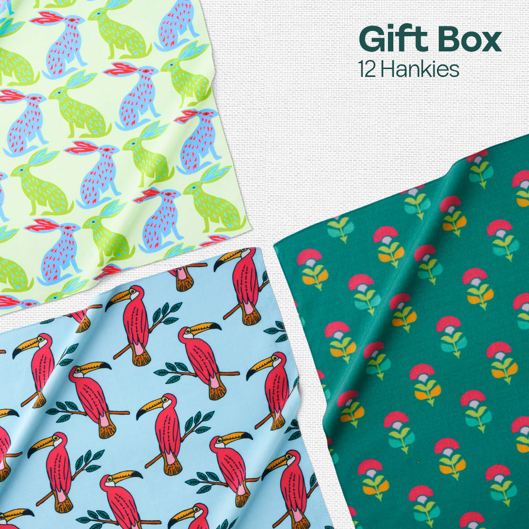 Glam Sham! Tin Gift Box, Unisex Hankies, 100% Organic Cotton, Box Of 12