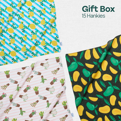 Time Capsule! Unisex Hankies, 100% Organic Cotton, Gift Box of 15